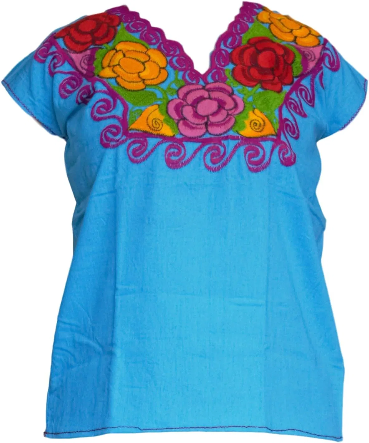 Блуза с цветочной вышивкой, Peasant Top, желтый — фото 4