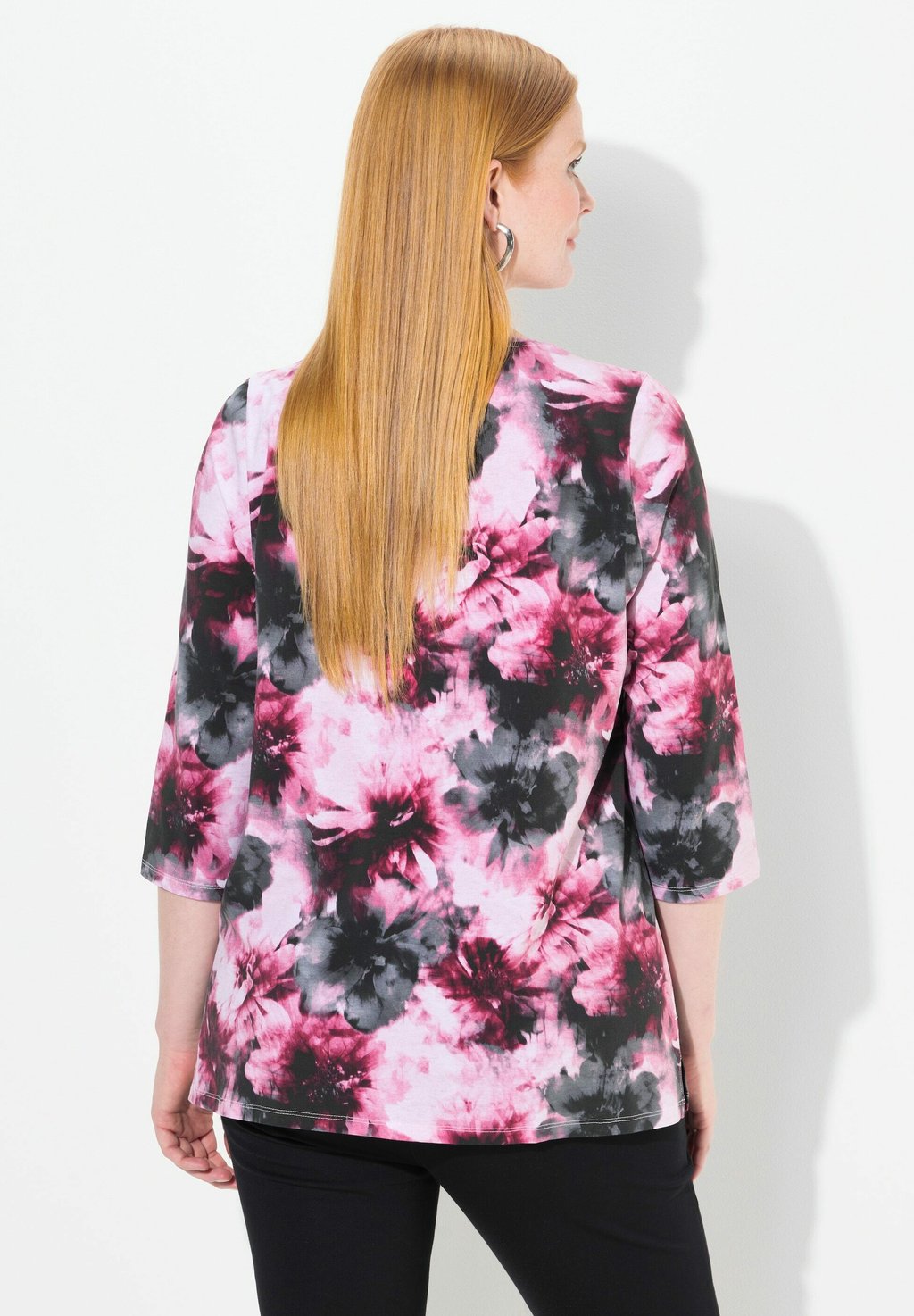 

Топ с длинными рукавами FLORAL TIE DYE SLEEVE Ulla Popken, розовый