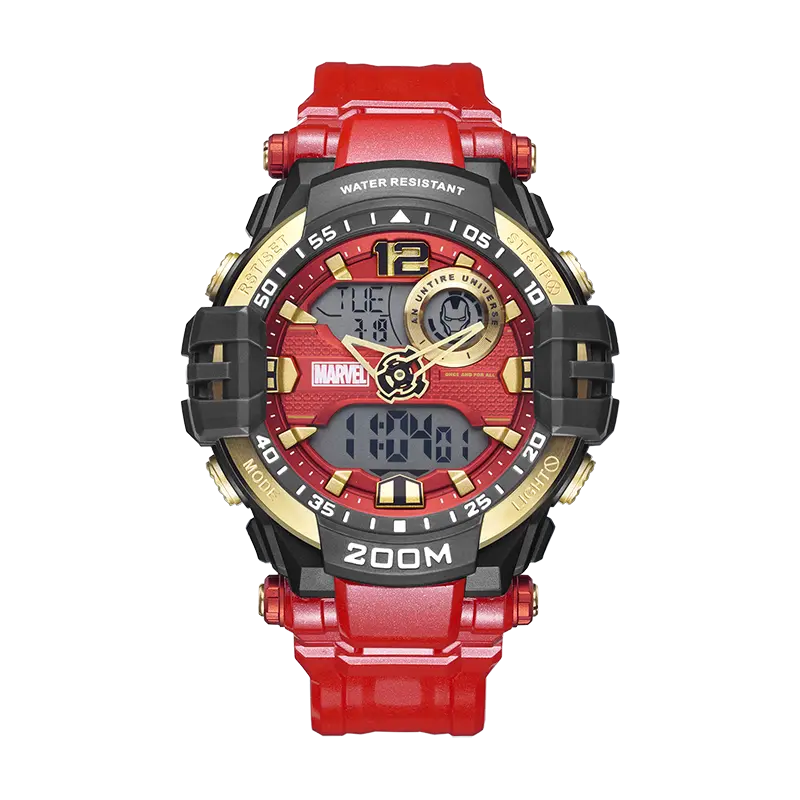

MARVEL Часы Iron Man Energy Series High School Students Watch Electronic Movement PU Strap Watch Men's Watch Black Dial