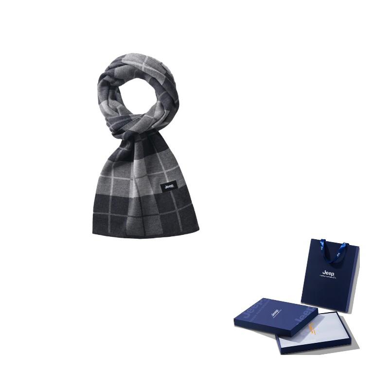 

Шарф вязаный Unisex из полиэстера 46,7% Jeep, мультиколор plaid светло-серый[box]