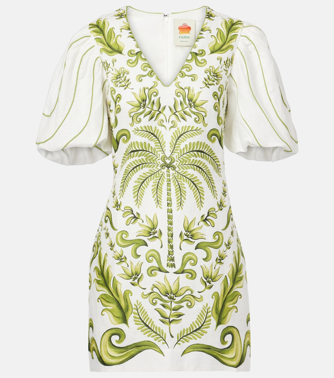 

Льняное мини-платье Milani Off-White с принтом Farm Rio, Milani Off-White