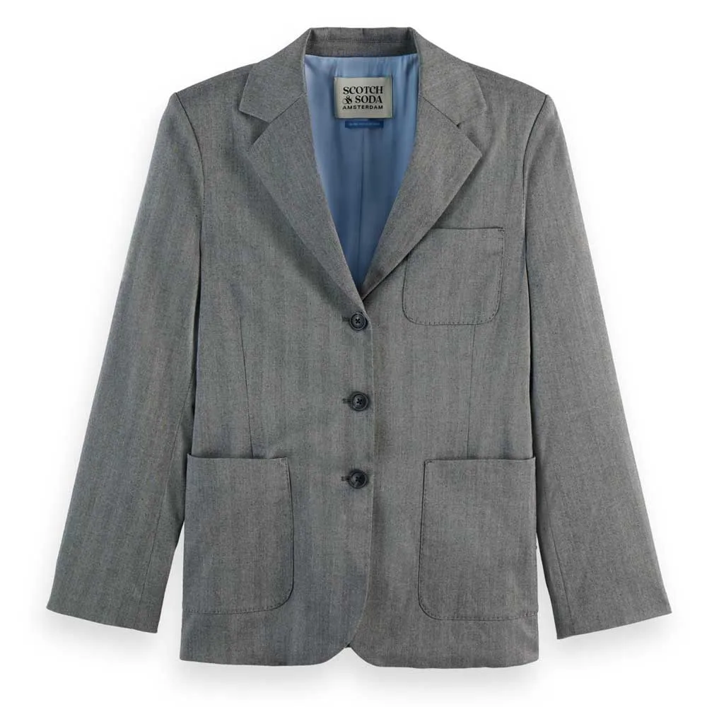 

Блейзер Scotch & Soda Herringbone, серый