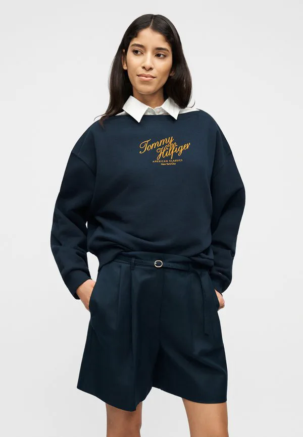 Свободная толстовка с логотипом и вырезом-лодочкой Tommy Hilfiger, Dark Night Navy — фото 4