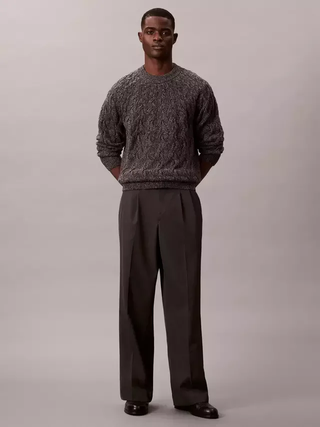 Вязаный джемпер из смеси овечьей шерсти, средне-серый меланж Calvin Klein — фото 3