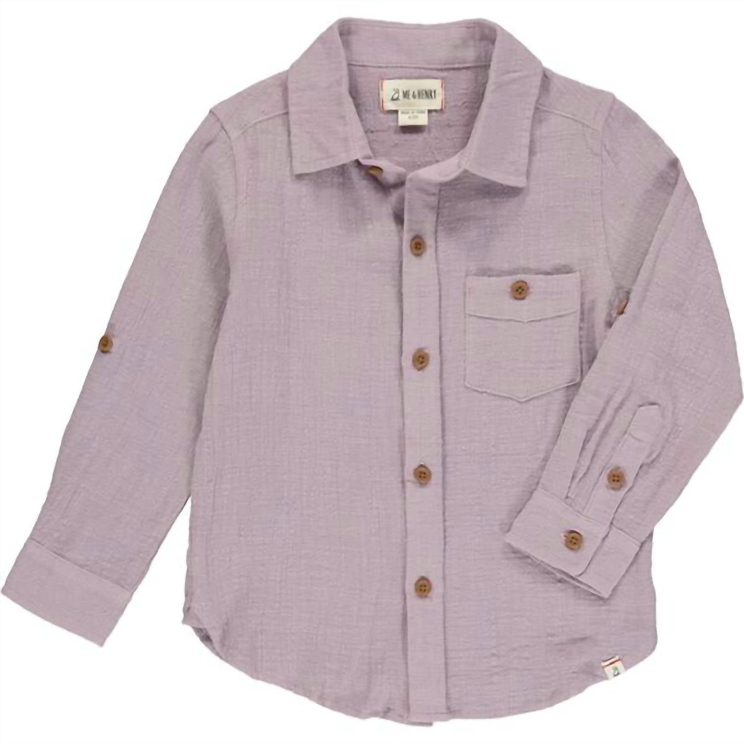 

Мальчиковая хлопковая рубашка с длинными рукавами цвета сирени ME & HENRY, сирень