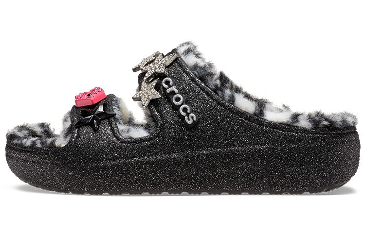 Шлепанцы женские черные/цветные Crocs