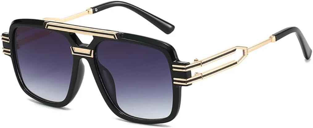 

Винтажные металлические солнцезащитные очки для женщин и мужчин в стиле панк, роскошные, популярные, в большой оправе, с защитой от УФ-излучения UV400 VVTWSSW, Black-gray