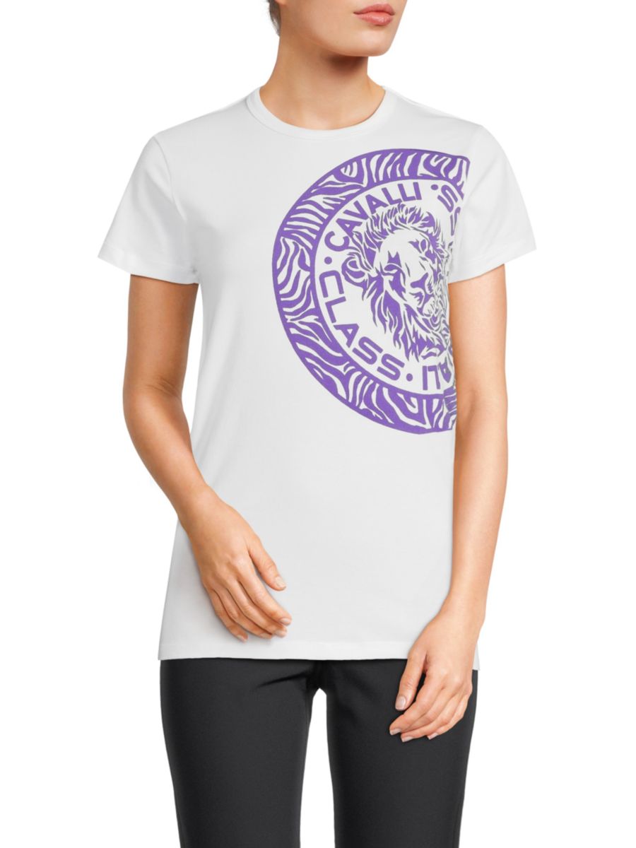 

Футболка с логотипом Roberto Cavalli, цвет White Purple