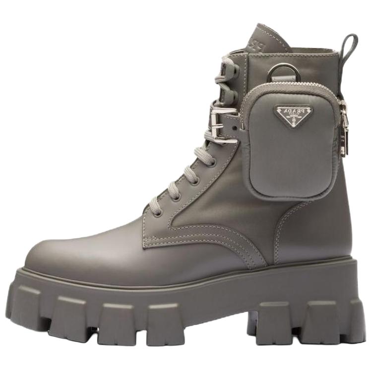 Кожаные ботинки Monolith с сумочкой PRADA, Gray