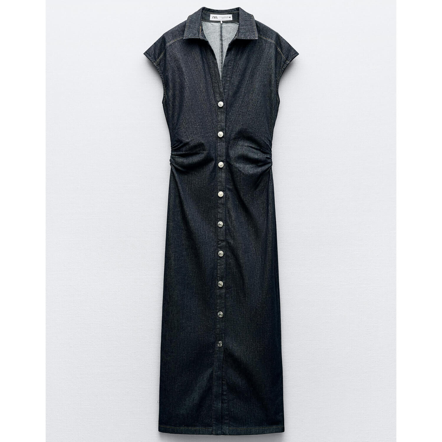 

Платье Zara Fitted Midi Shirt, синий