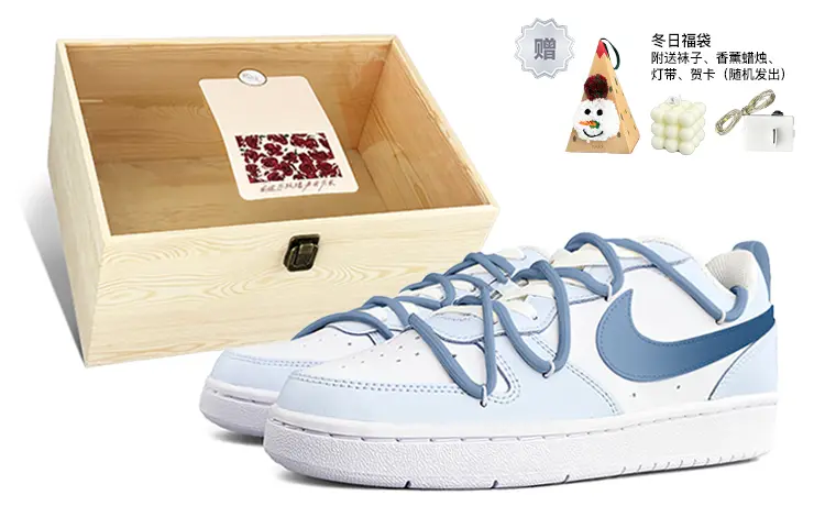 

Кроссовки Nike Court Borough Skateboard Shoes Women's Low-Top White, Синий, Кроссовки Nike Court Borough Skateboard Shoes Women's Low-Top White