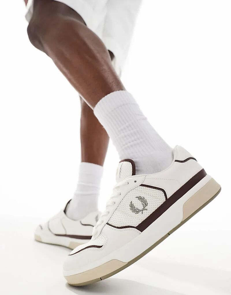 

Кроссовки B300 из кожи и сетки белого цвета Fred Perry