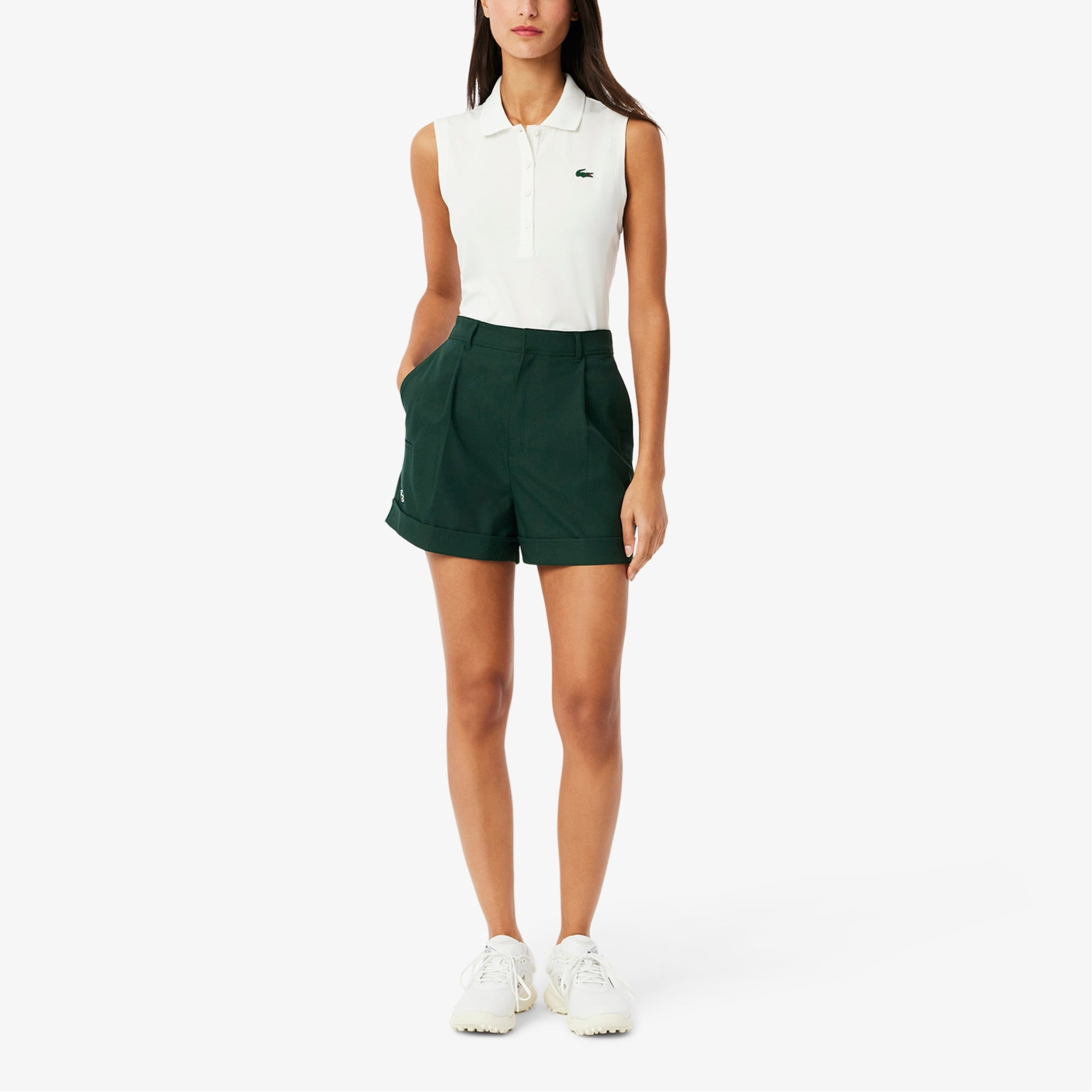 Шорты женские LACOSTE Medium Green, летние — фото 3