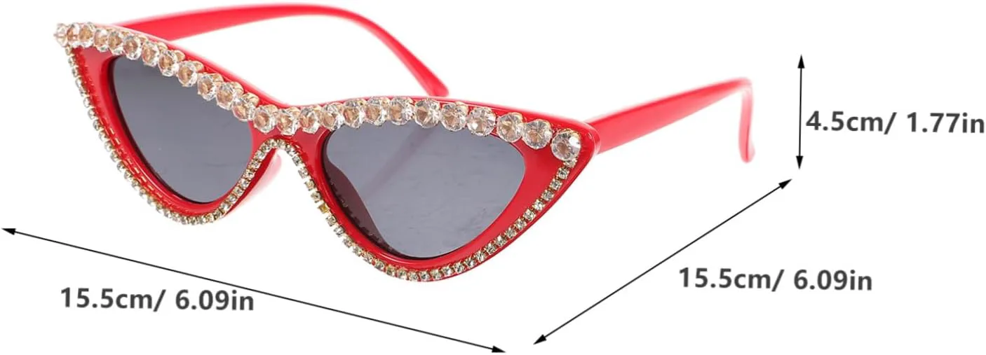 

Солнцезащитные очки «кошачий глаз» со стразами для женщин. Уникальная треугольная форма. Модные и эффектные очки для пляжных вечеринок и особых случаев TOVINANNA, Red