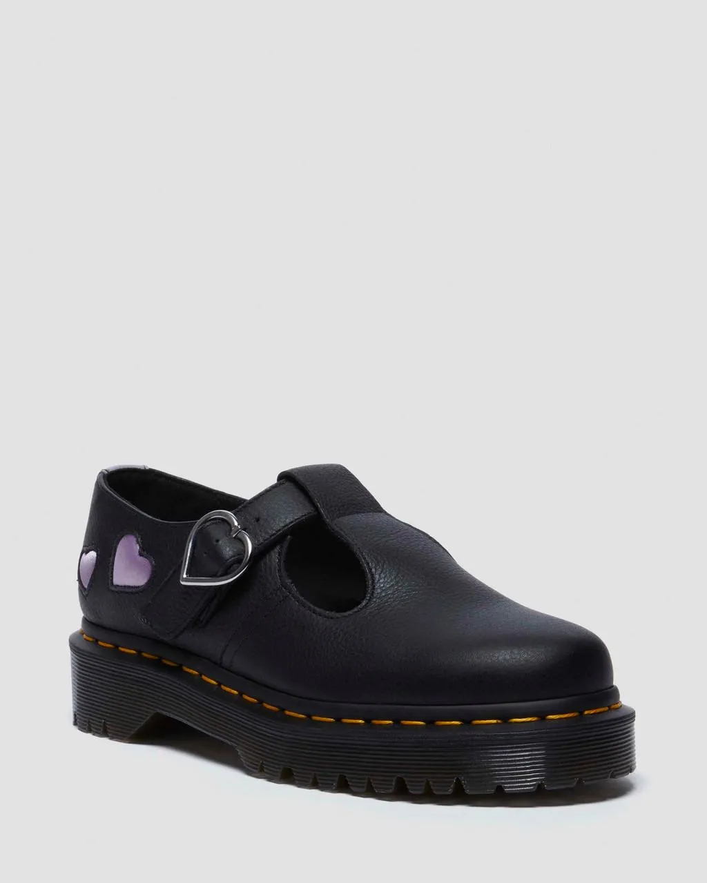 

Атласные туфли Мэри Джейн Dr. Martens Polley Heart из вирджины, цвет Black+Lavender+Lilac