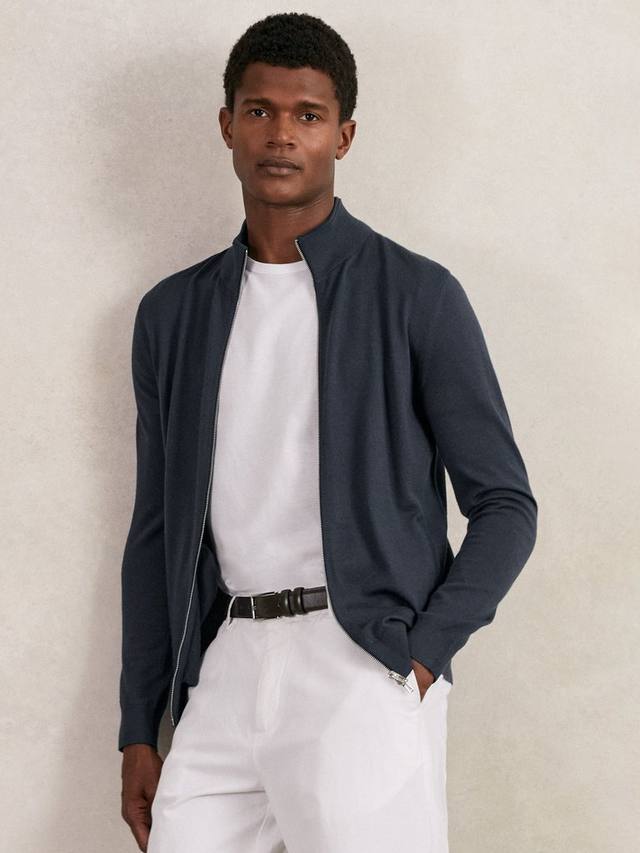 

Кардиган на молнии Hampshire из мериносовой шерсти Reiss, Midnight Navy