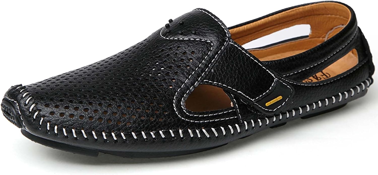

Мужские лоферы летние с вырезами, повседневные туфли и ходьбы, уличные, противоскользящие, удобные, пляжные туфли для рыбалки, мягкие и комфортные Generic, черный