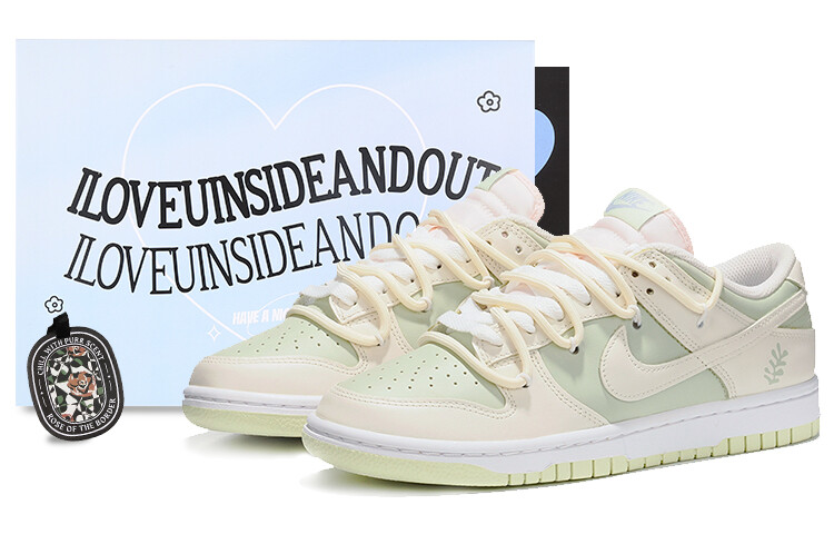 

Кроссовки Nike Dunk Skateboard Shoes Women's Low-Top Beige Green