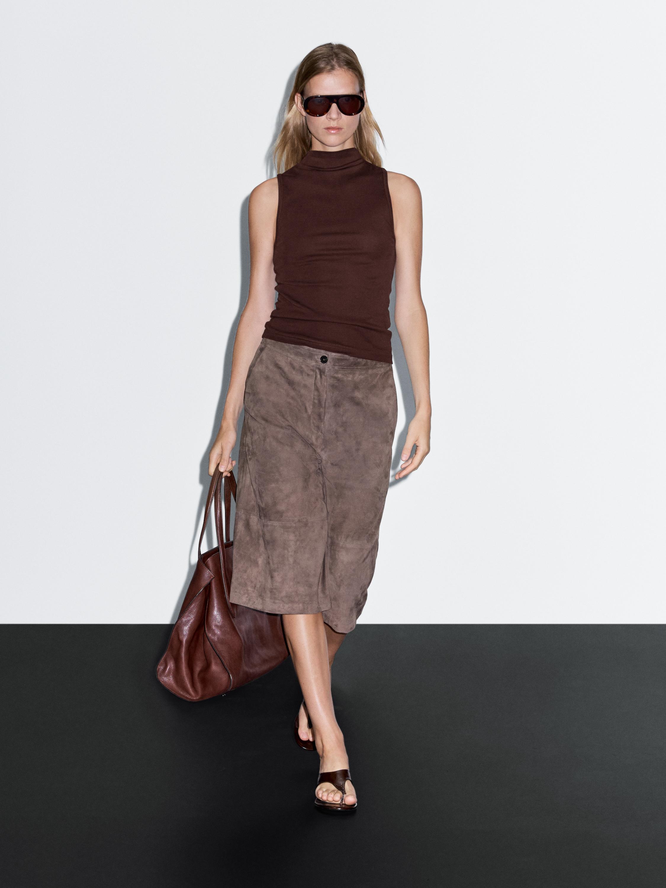 

Топ с воротником-стойкой из 100% хлопка Massimo Dutti, бургундия