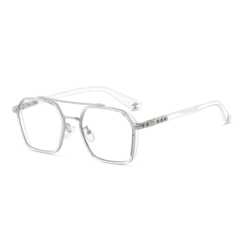 

MK MINGKU Квадратные очки унисекс, Silver Transparent
