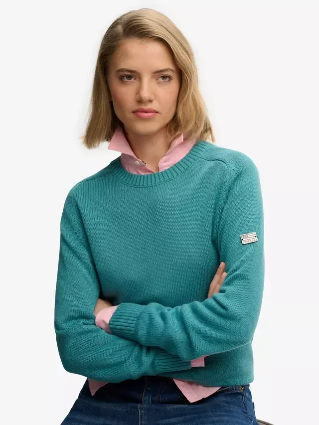 Свободная вязаная толстовка с круглым вырезом, бирюзового цвета Superdry — фото 4