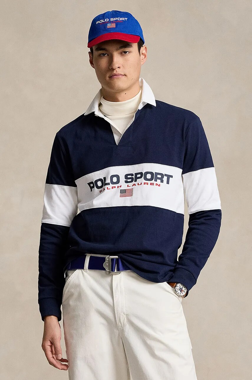 

Хлопковая рубашка с длинными рукавами Polo Ralph Lauren, темно-синий