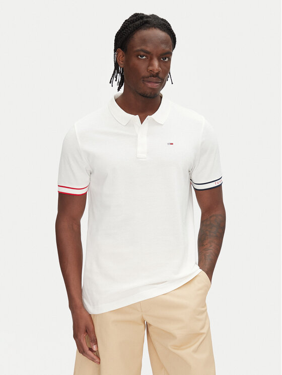 

Рубашка поло облегающего кроя Flag Cuff DM0DM21306 Tommy Jeans, экрю