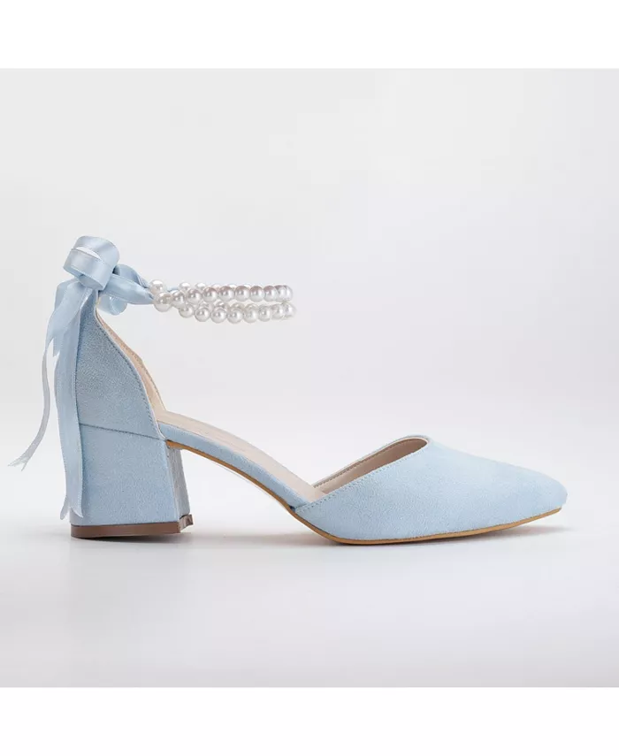 Туфли Miranda на низком каблуке с жемчугом Forever & Always Shoes, синий