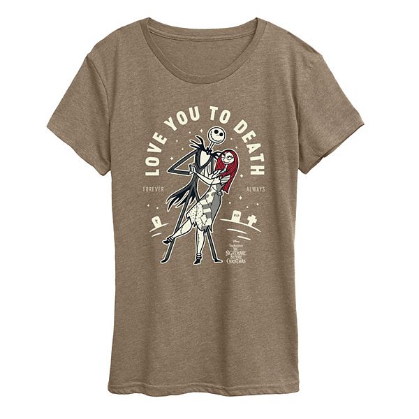 

Футболка с принтом Jack & Sally Love You to Death из «Кошмара перед Рождеством» Disney, Heather Mocha