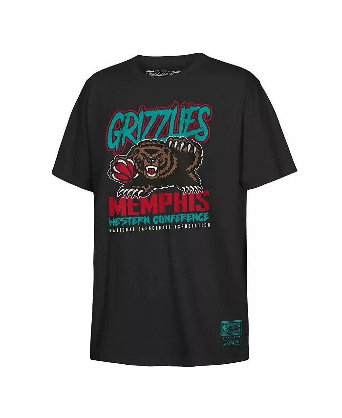 

Футболка ретро с логотипом талисмана Memphis Grizzlies и надписью, черная, для мальчиков и девочек старшего возраста Mitchell & Ness