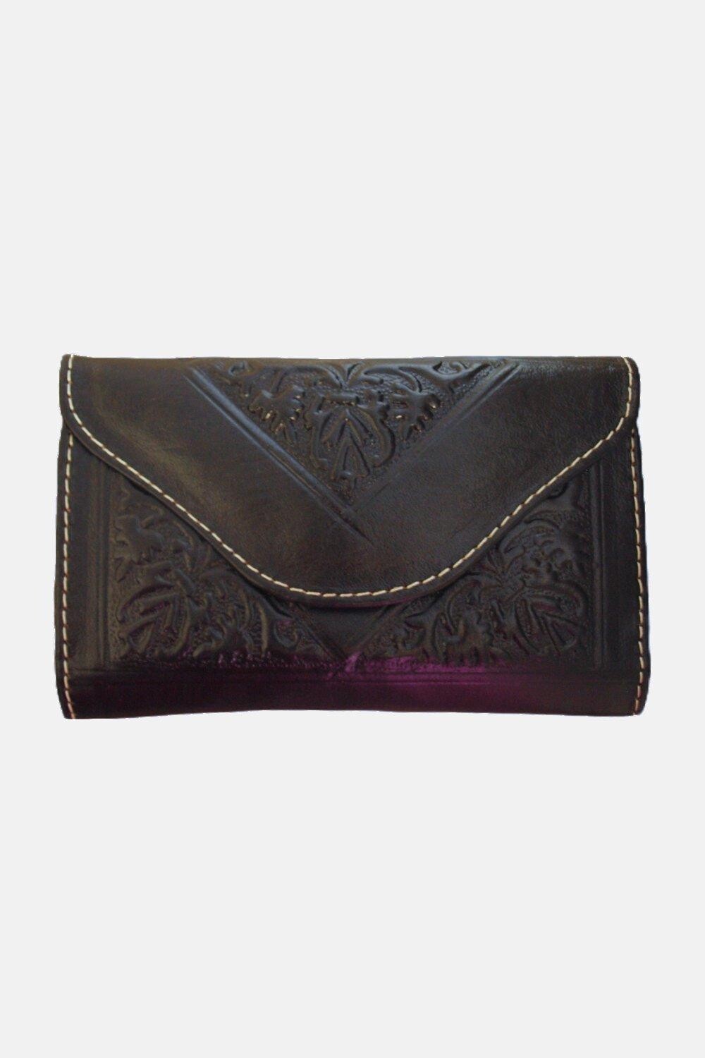 

Маленький кожаный кошелек с тиснением втрое Berber Leather, черный