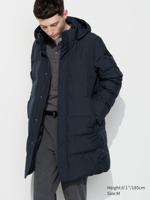 

Бесшовное пуховое пальто Uniqlo, синий
