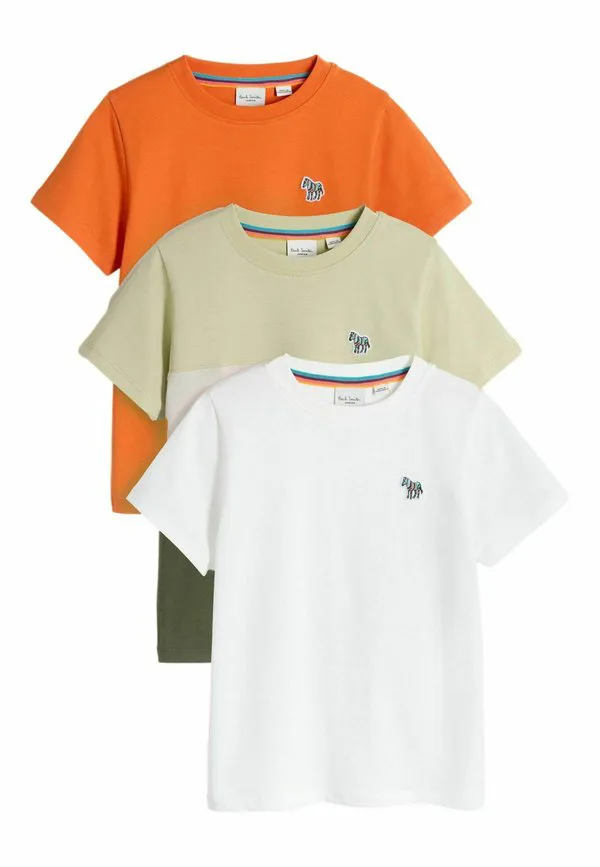 Футболка базовая из коллекции colourblock signature t3 pack Paul Smith Junior, Green Orange White