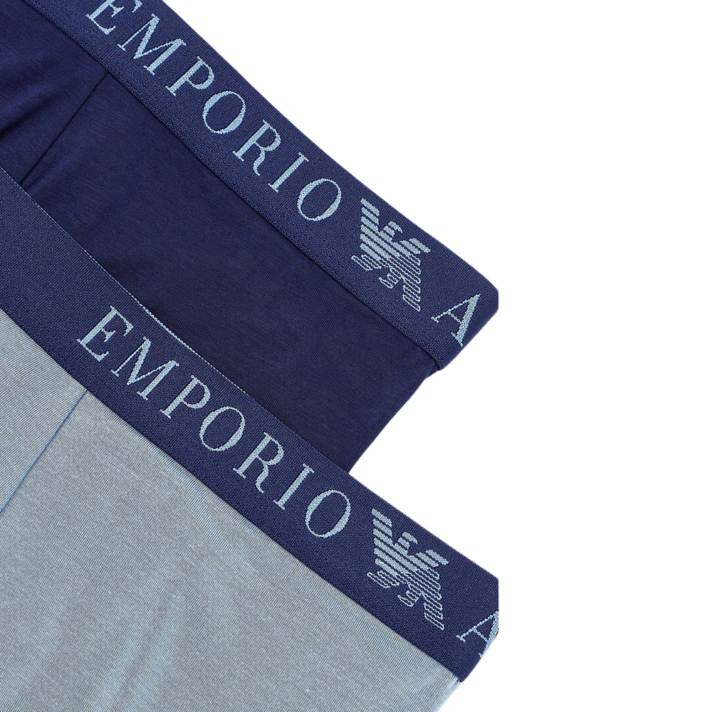 Двухкомплектные трусы-боксеры Asv Soft touch Eco Viscose EMPORIO ARMANI, 2 шт (морской синий+синий) — фото 3