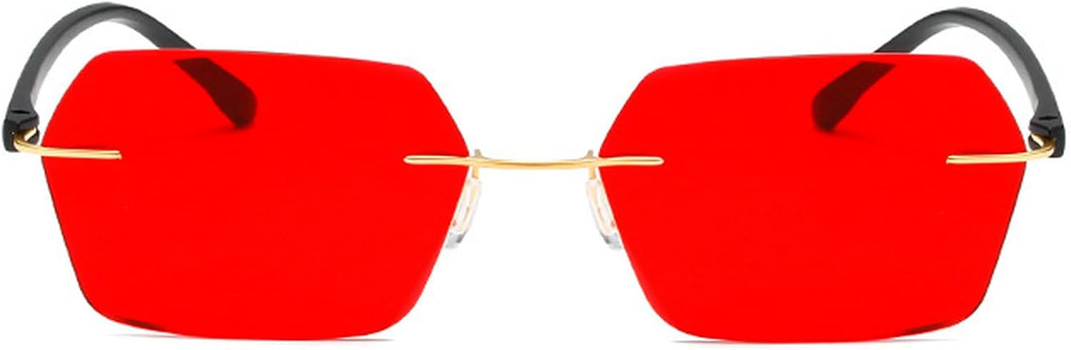 

Модные солнцезащитные очки без оправы, многоугольные, квадратные, женские, ретро, ​​с прозрачными линзами с градиентом, защита от УФ-излучения UV400, мужские солнцезащитные очки в тренде mincl, Red