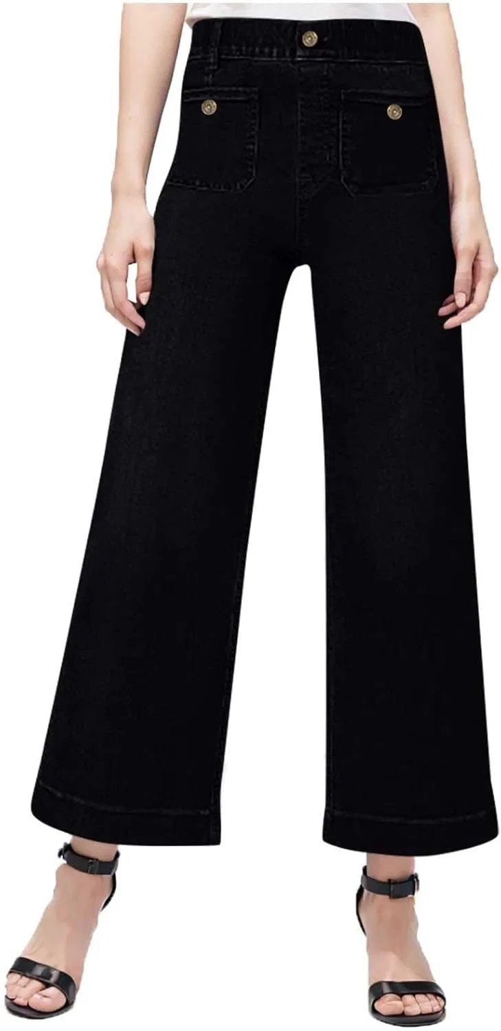 Джинсы с завышенной талией, Wide Leg, черный