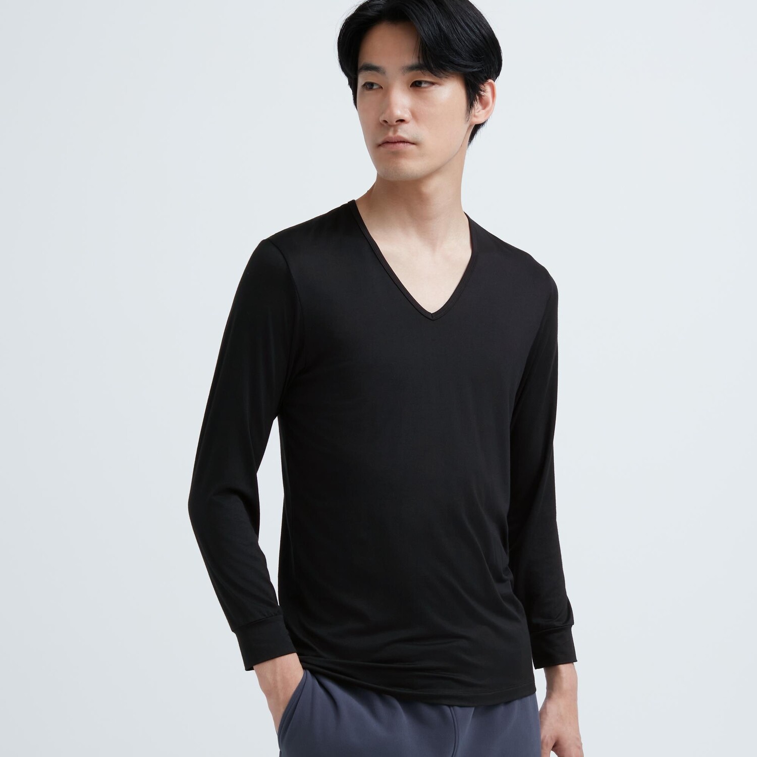 

Футболка Uniqlo Heattech с V-образным вырезом, черный