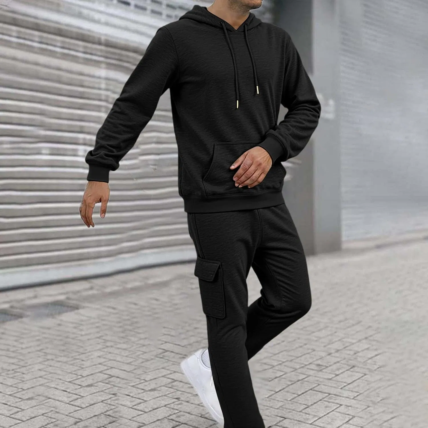 Спортивный костюм из двух предметов, флис, 01-black — фото 3