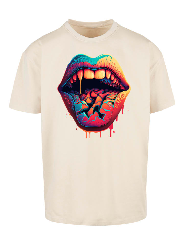 

F4NT4STIC Футболка большого размера с обильным слюноотделением и пухлыми губами, песочного цвета, Бежевый, F4NT4STIC Футболка большого размера с обильным слюноотделением и пухлыми губами, песочного цвета