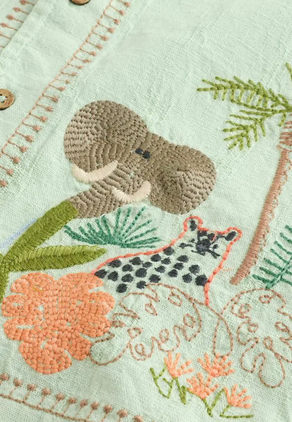 Рубашка с коротким рукавом стандартного кроя Next, Mint Green Safari Embroidery — фото 3