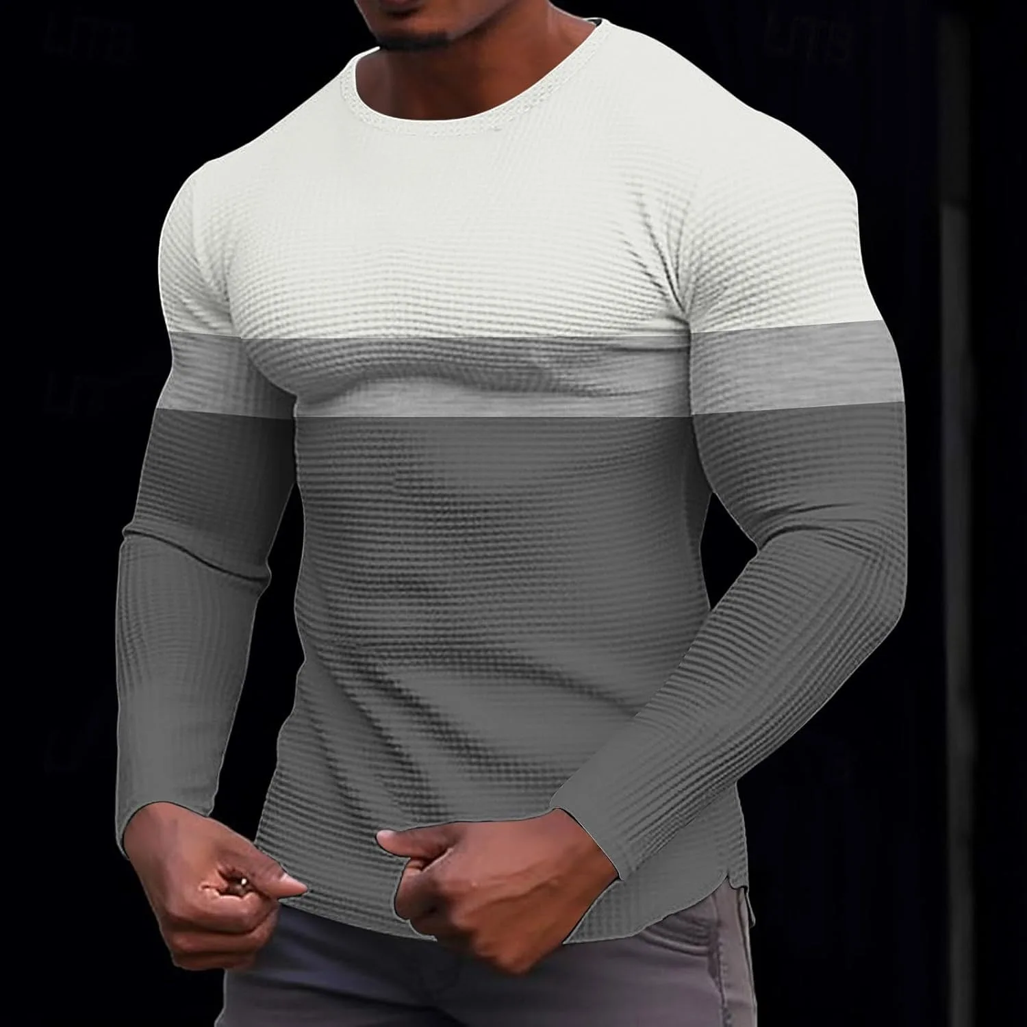 Мужская футболка Athletic Shirts Breathable Waffle Knit Color Block Slim Fit Quick Dry — фото 2