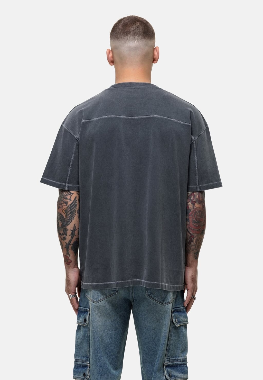 

Футболка с принтом RELAXED OVERLOCK GREY WASHED T-SHIRT Good For Nothing, серый