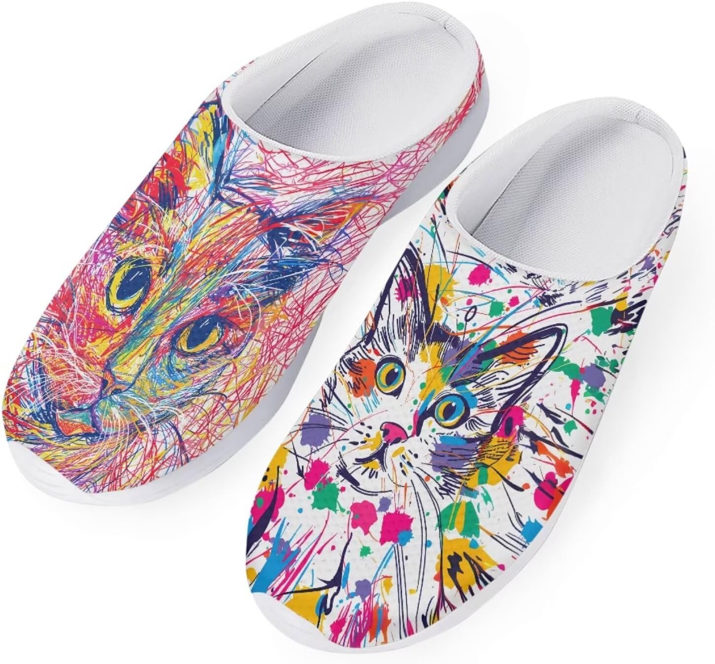 Сабо Forchrinse Iris Cat Starry Sky Garden для женщин, туфли-мюли с поддержкой свода стопы, сандалии для домашнего ухода за больными, легкие, Paint Cat — фото 2