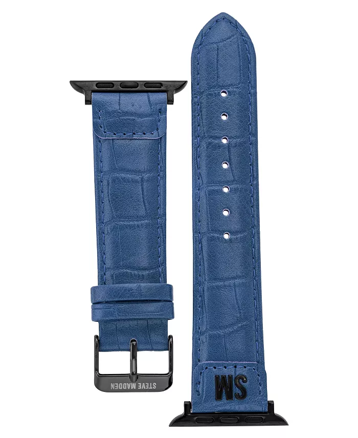 

Женский синий ремешок для Apple Watch 42 мм (Series 10) и 38/40/41 мм из искусственной кожи с текстурой крокодила Steve Madden