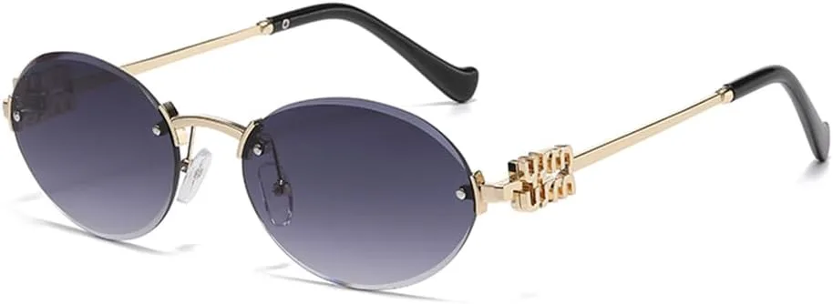 

Модные мужские и женские солнцезащитные овальные очки для летних путешествий с защитой от УФ-излучения UV400, без оправы, круглые модные очки KTUCN, Grey C4