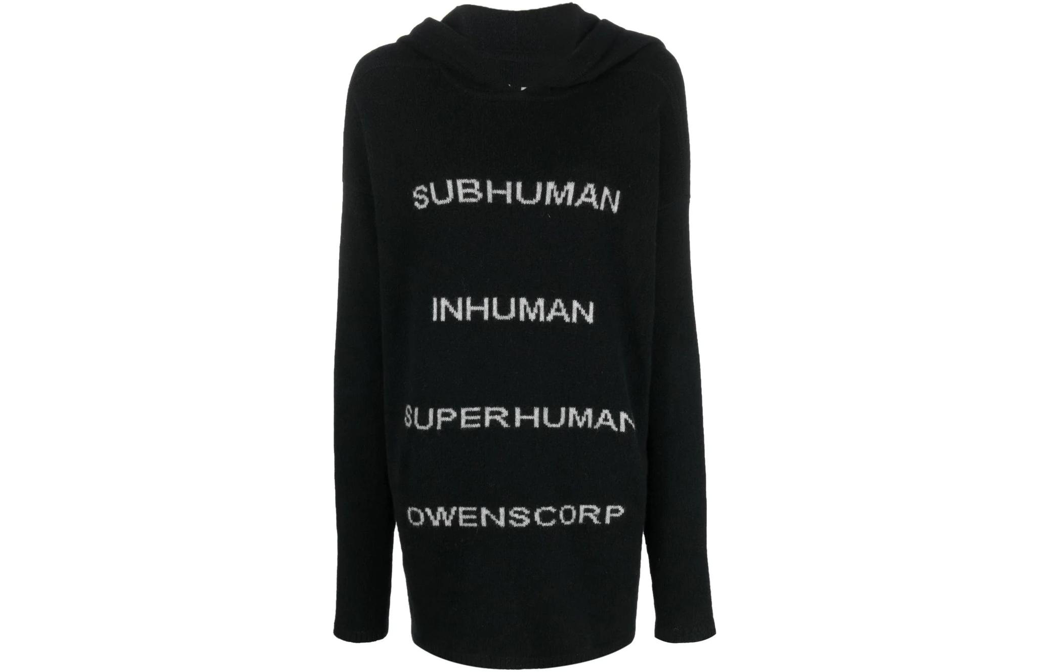 

Интарсия вязаный худи с капюшоном RICK OWENS, черный