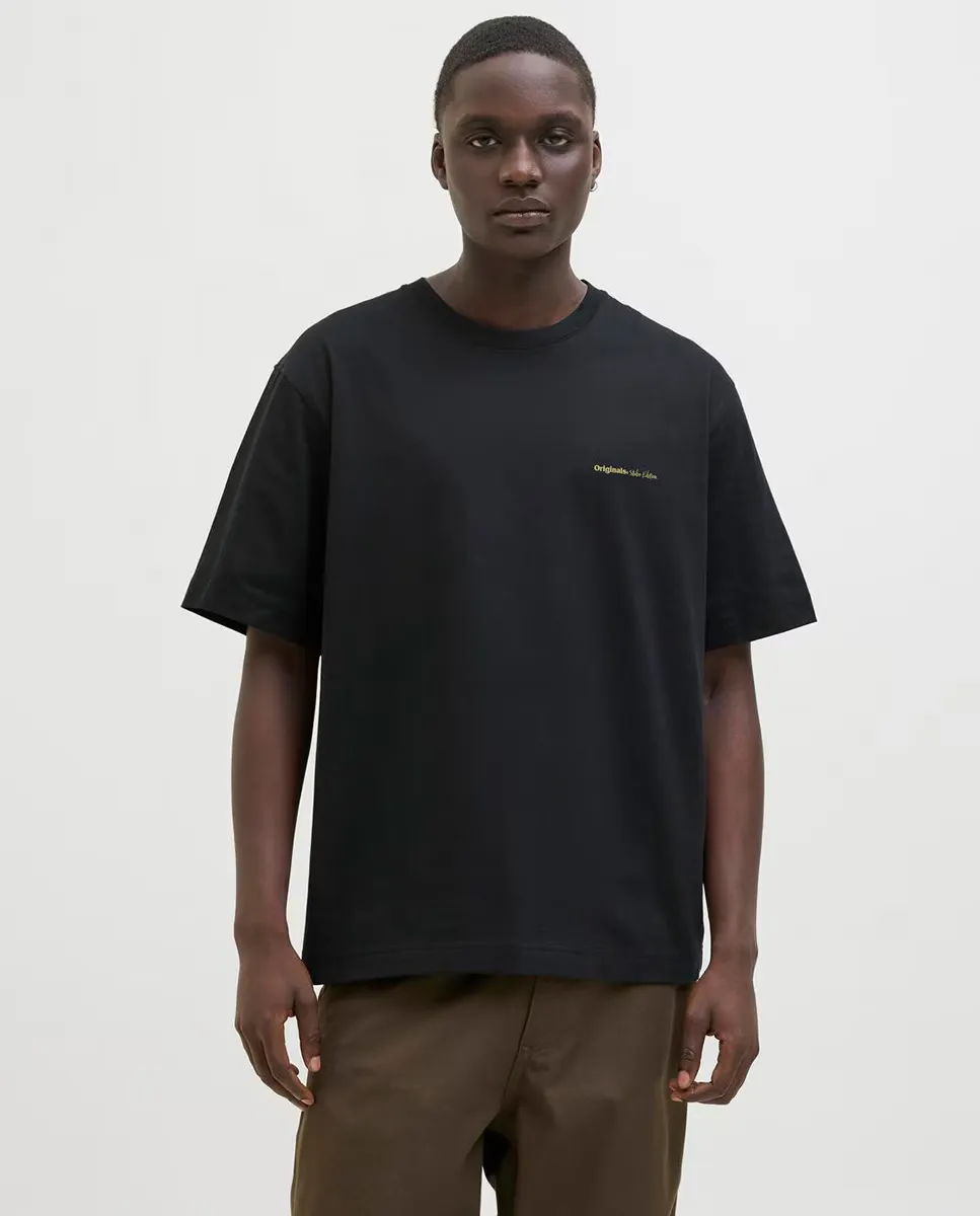 

Мужская футболка с короткими рукавами и рисунком на спине Jack & Jones, чёрный