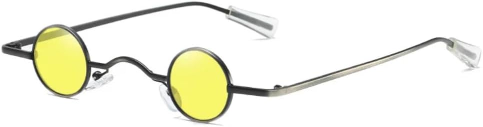 

Винтажные солнцезащитные очки в стиле рок-панк для мужчин, классические маленькие круглые солнцезащитные очки для женщин, широкая переносица, металлическая оправа, черные VRTRFFTR, C3 Black-yellow