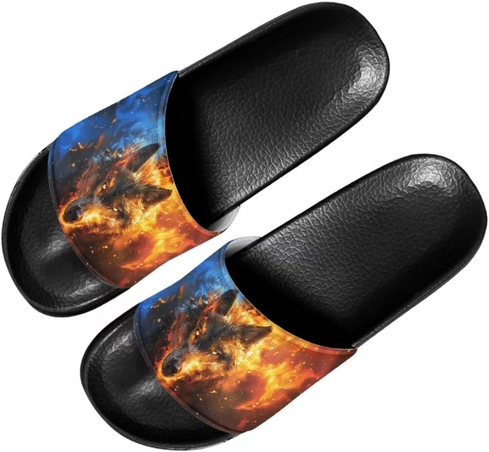 

Унисекс тапочки Mumeson, домашняя обувь, летние нескользящие пляжные сандалии, легкие тапочки для дома и улицы, размеры США 5-11, Wolf-2