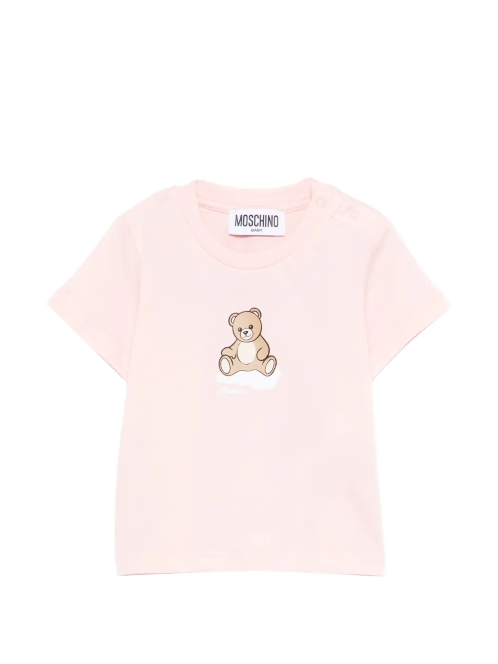 

Футболка с принтом мишки Moschino Kids, розовый